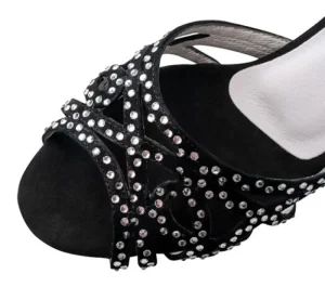Dansebutikken Anna Kern sort dansesko med sten og 5 cm hæl - Clemence>Dame Brudesko | Salsasko Damer