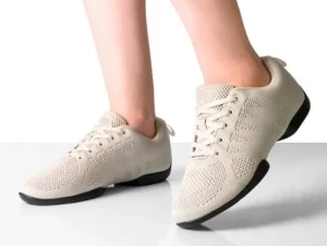 Dansebutikken Beige dansesneaker i åndbar strik til damer - Suny>Dame Salsasko Damer | Swingsko Damer