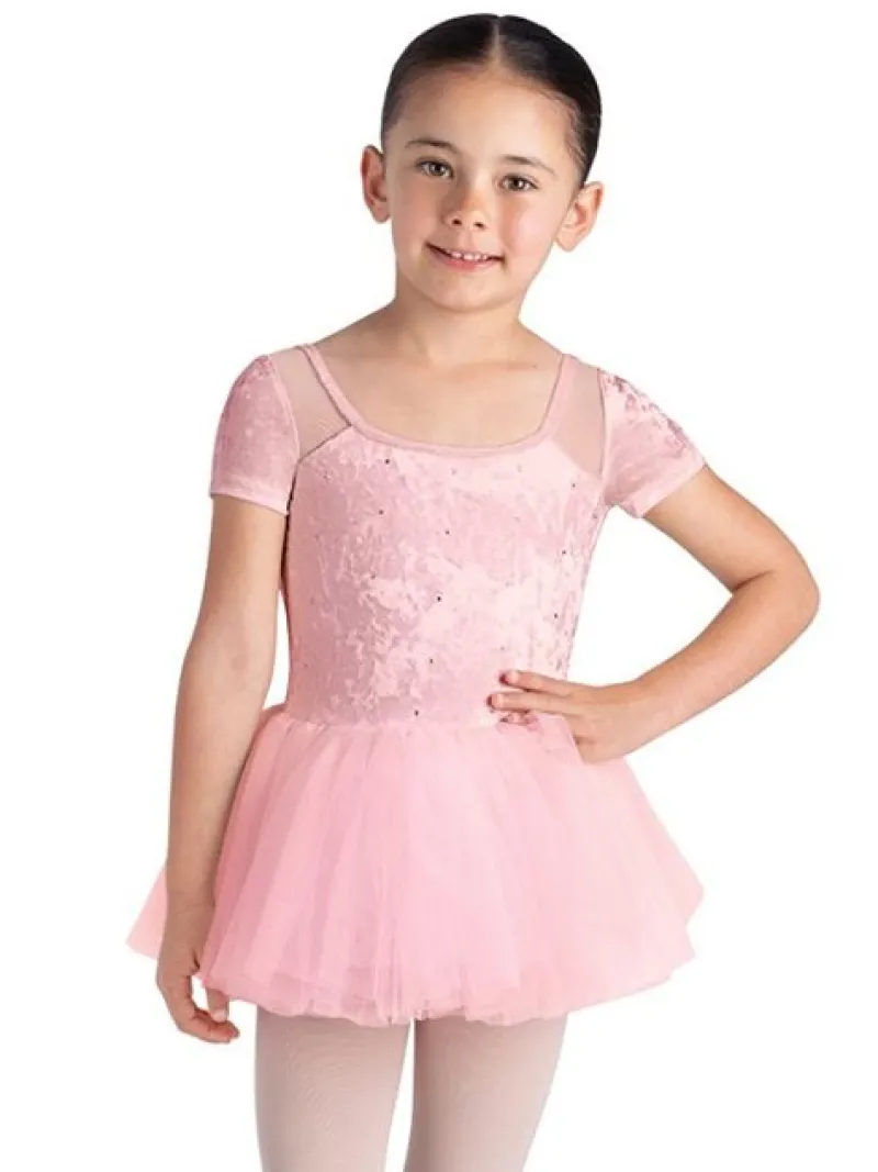 bloch_rosa_tutu_med_korte_0.webp Dansebutikken Bloch rosa tutu med korte ærmer og velour>Børn Balletkjole Piger