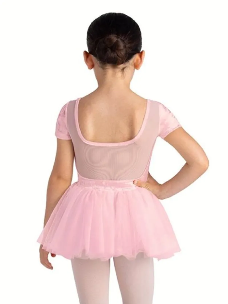 bloch_rosa_tutu_med_korte_1.webp Dansebutikken Bloch rosa tutu med korte ærmer og velour>Børn Balletkjole Piger