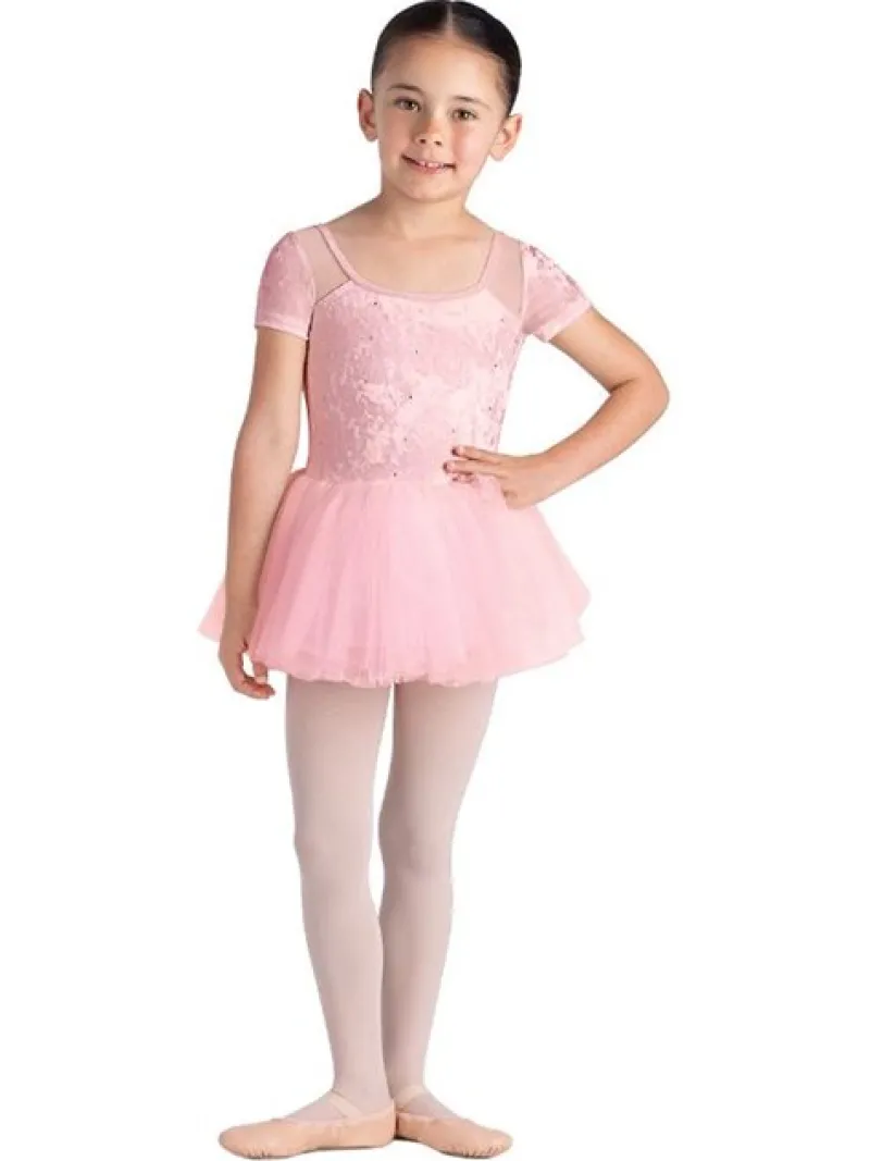 bloch_rosa_tutu_med_korte_3.webp Dansebutikken Bloch rosa tutu med korte ærmer og velour>Børn Balletkjole Piger