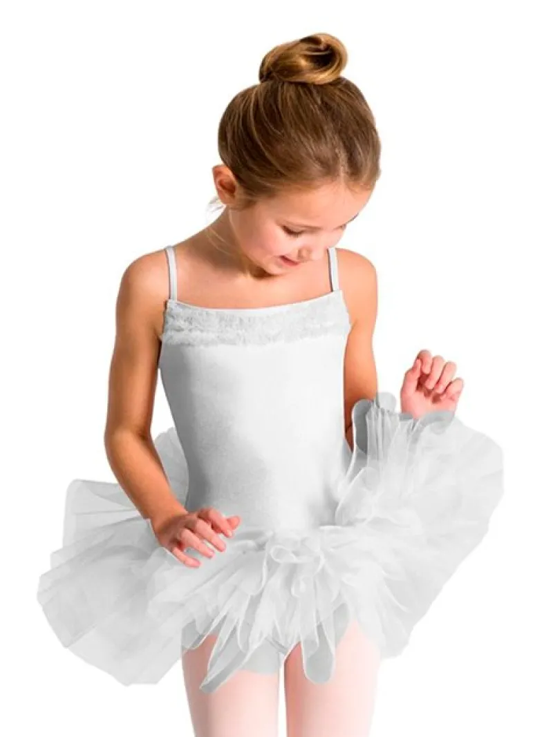 capezio_hvid_tutudragt_me_1.webp Dansebutikken Capezio hvid tutudragt med flæser til piger>Børn Balletkjole Piger