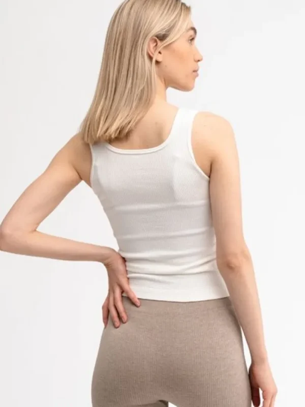 Dansebutikken Drop of mindfulness hvid seamless rib top>Dame Pilates Overdele | Yogatoppe