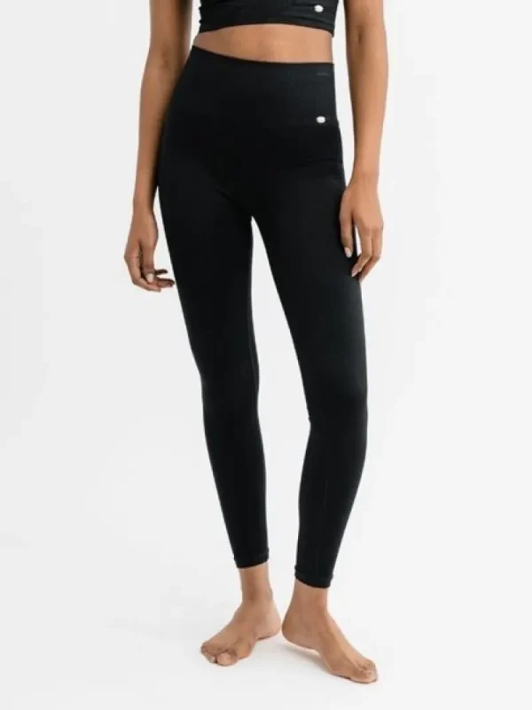 Dansebutikken Drop of Mindfulness Jeane rib leggings i sort>Dame Pilates Bukser/leggings | Yogabukser