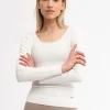 Dansebutikken Drop of Mindfulness Jessy hvid seamless rib bluse>Dame Pilates Overdele | Yogabluser