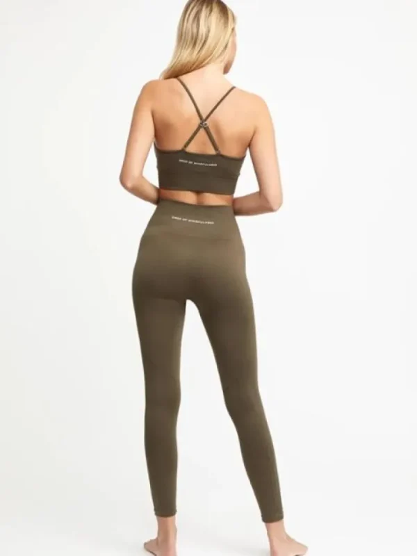 Dansebutikken Drop of mindfulness olivengrønne seamless leggings> Pilates Bukser/leggings | Yogabukser