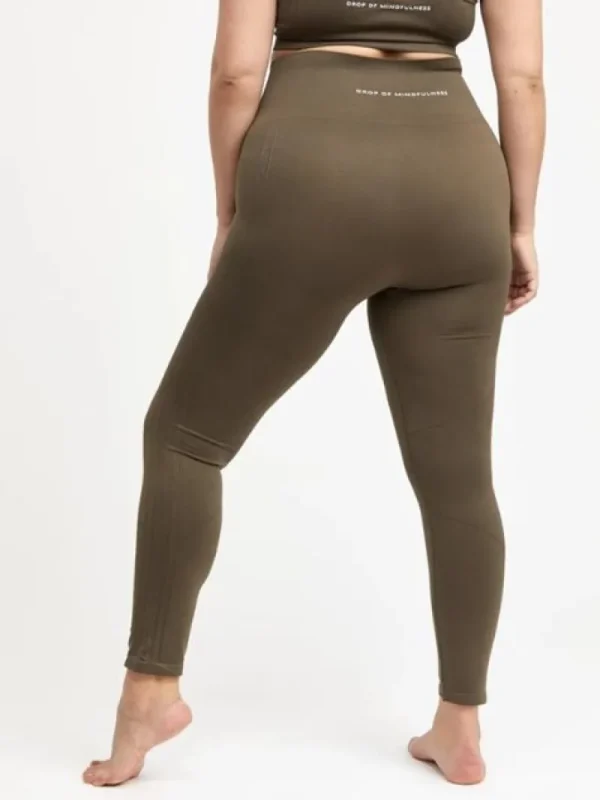 Dansebutikken Drop of mindfulness olivengrønne seamless leggings> Pilates Bukser/leggings | Yogabukser