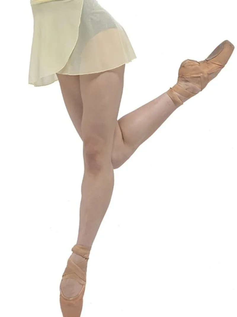 flot_lysegul_ballet_sl_om_1.webp Dansebutikken Flot lysegul ballet slå om skørt fra Balletrosa>Dame Ballet Underdele Damer