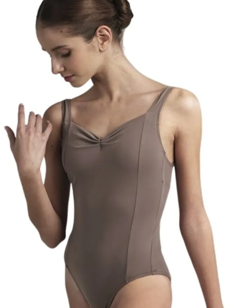 grishko_dragt_i_coffee_me_0-1.webp Dansebutikken Grishko dragt i coffee med rynk og prinsesse sømme>Dame Balletdragter Damer