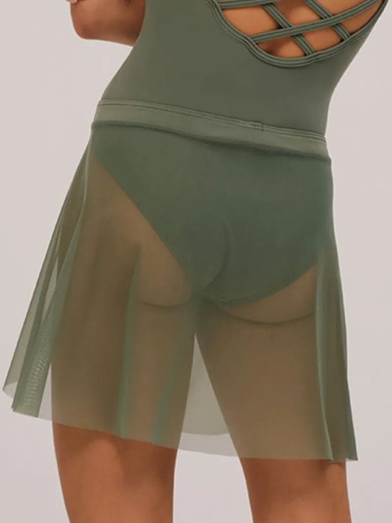 grishko_olivengrnt_pull_o_1.webp Dansebutikken Grishko olivengrønt pull on faux wrap skørt>Dame Ballet Underdele Damer