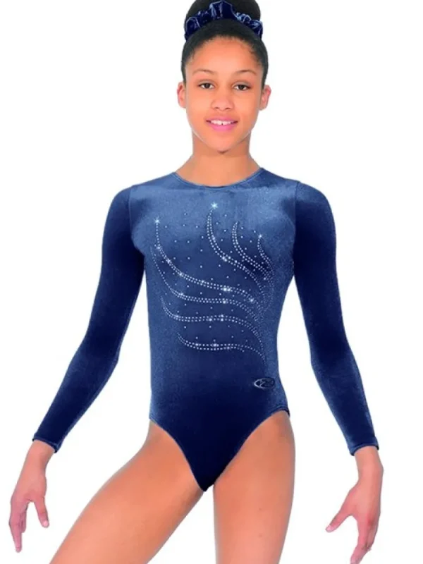 Dansebutikken Navy velour gymnastikdragt piger The zone> Dragter Piger