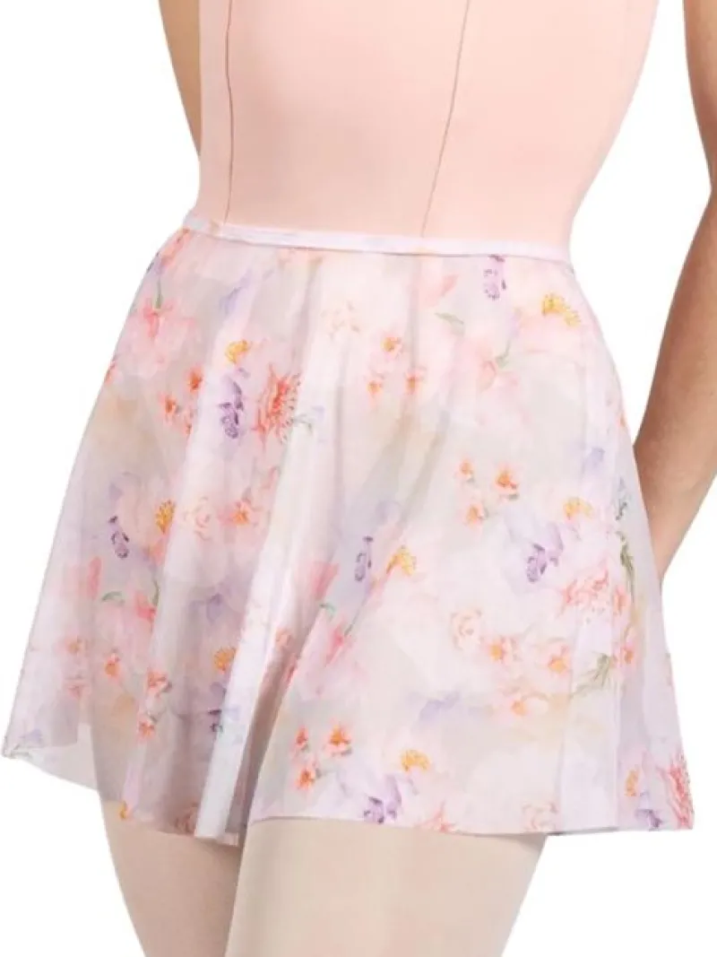 pull_on_skrt_med_smukt_sv_0.webp Dansebutikken Pull on skørt med smukt svag print af blomster fra Bloch>Dame Underdele Damer | Ballet Underdele Damer