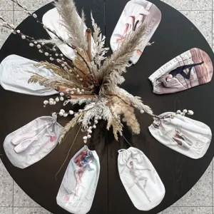 Dansebutikken Sko pose til balletsko med print og beige net> Andet Til Ballet | Balletsko Tilbehør