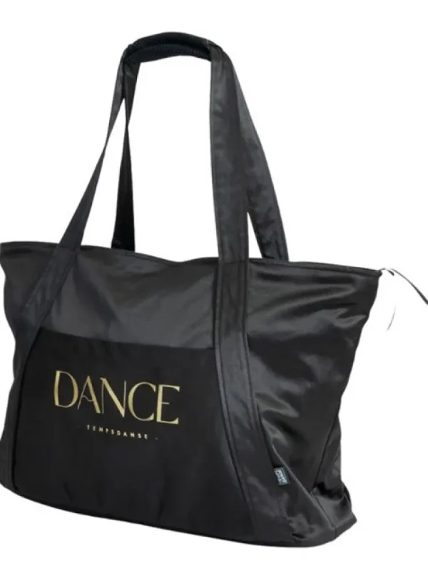 Dansebutikken Sort DANCE taske med guld print TempsDanse> Andet Til Ballet | Dansetasker