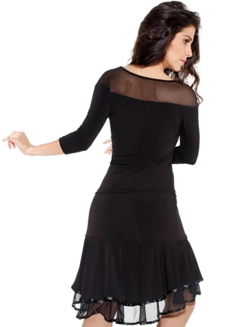 sort_so_danca_bluse_med___1.webp Dansebutikken Sort So Danca bluse med 3/4 ærme og chiffon>Dame Danseoverdele Damer