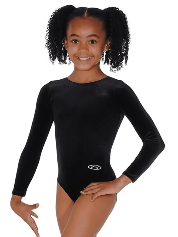 Dansebutikken Sort velour basic gymnastikdragt piger The zone> Dragter Piger