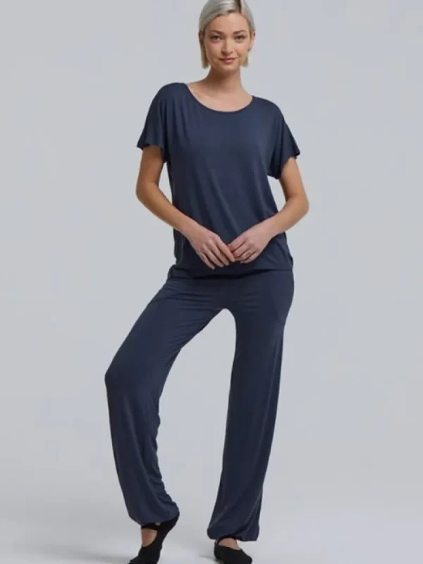 Dansebutikken Temps danse navy bambus yogabluse> Pilates Overdele | Yogabluser