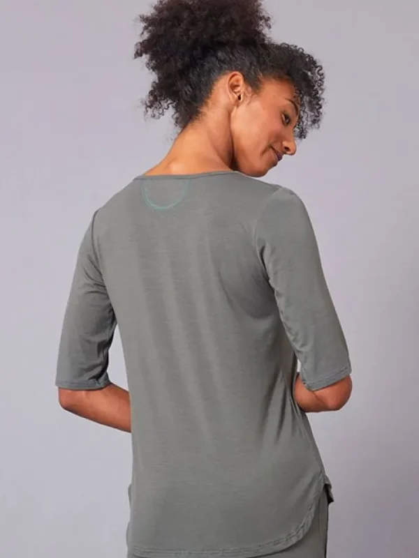 Dansebutikken TempsDanse khaki grøn bambus t-shirt> Pilates Overdele | Yogabluser