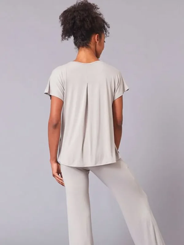 Dansebutikken Tempsdanse latte farvet blød bambus t-shirt> Pilates Overdele | Yogabluser