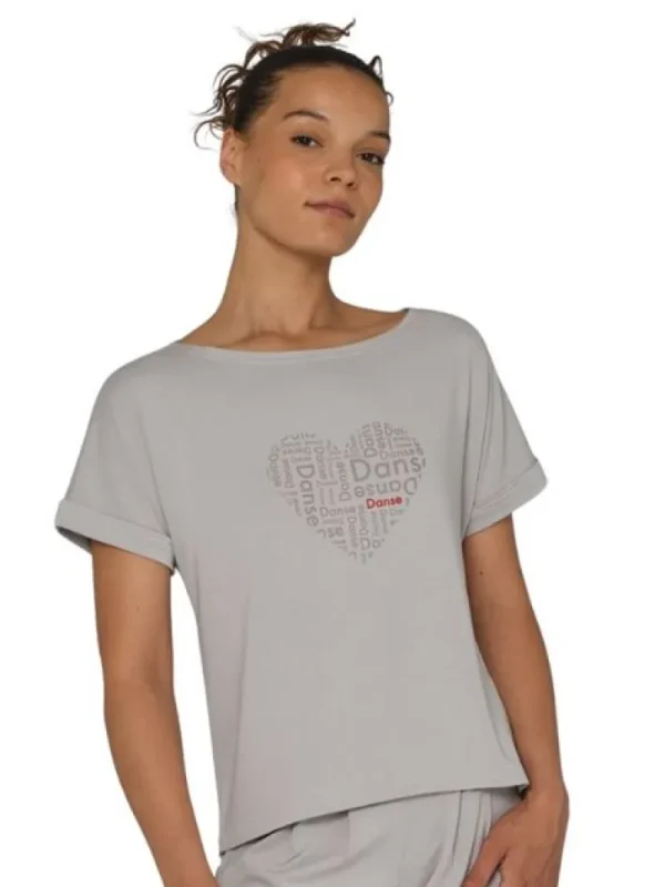 Dansebutikken Tempsdanse lys viscose t-shirt til dans med logo> Pilates Overdele | Yogabluser