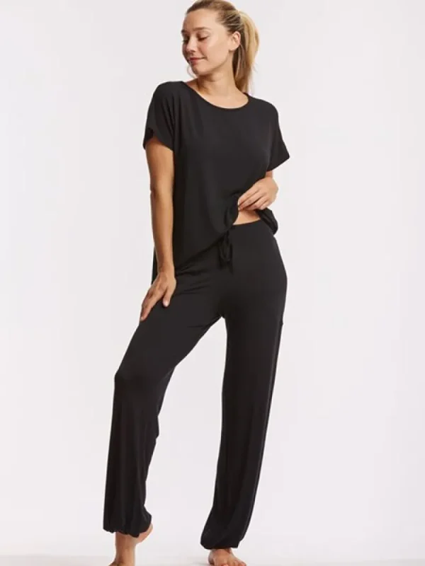 Dansebutikken Tempsdanse sort behagelig viskose buks> Pilates Bukser/leggings | Yogabukser